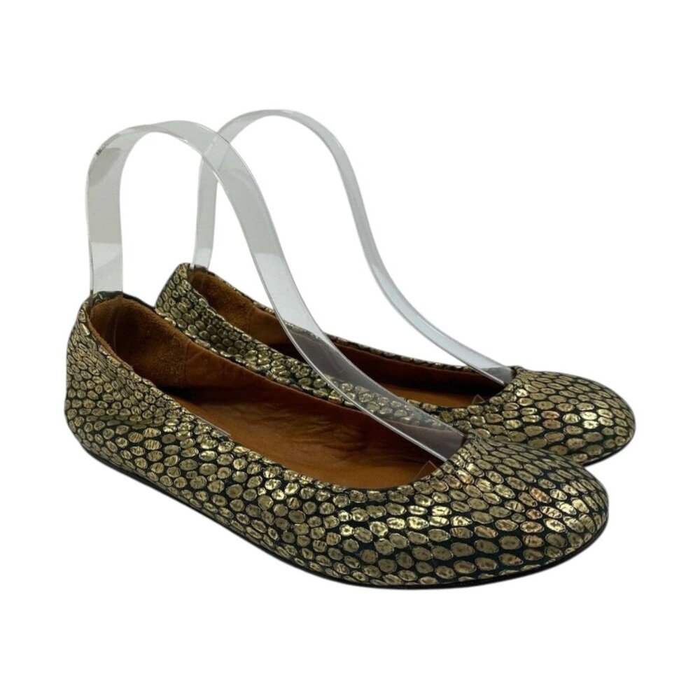 NEW Lanvin Classic Ballet Flat in Gold/Black Size 37.5 $575